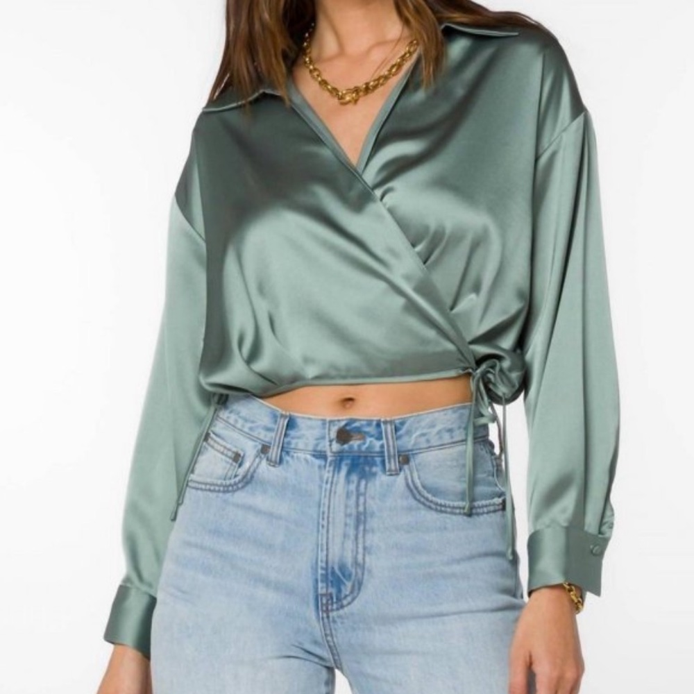 “Velvet Heart” Jaden Satin Crop Top Size S